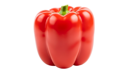 Fresh Red Bell Pepper: A vibrant red bell pepper stands alone, showcasing its smooth, glossy skin and verdant stem, representing the epitome of freshness and culinary delight.
