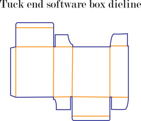 Professional Tuck End Software Box Dieline Vector Template for Digital Product Packaging and Retail Software Carton Manufacturing Layout