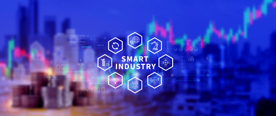 Smart industry, automation and optimisation concept on virtual. Business and modern technology...