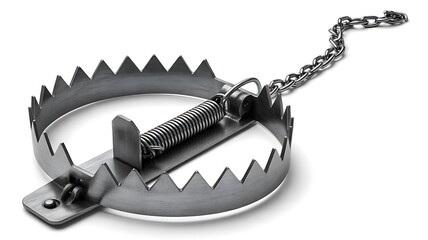 Dangerous metal animal trap isolated on white background