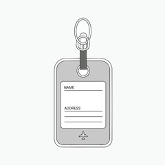 Obraz premium A luggage tag with a silver ring and strap. Name and address lines are below