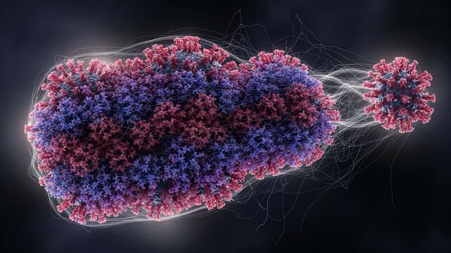 3D rendering of virus particles with spike proteins isolated on transparent background for scientific and medical illustration