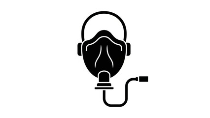 Person wearing a gas mask and headphones in a polluted environment