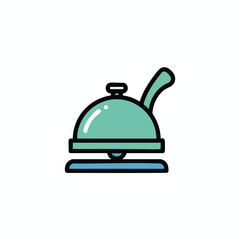 A vector illustration of a service bell with a handle in shades of teal