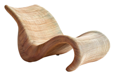 A rattan pool chair with a smooth, curved shape. It is cut out and placed on a transparent background for versatile use in different environments