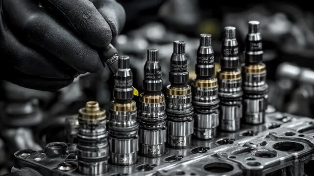 Expert performs maintenance on turbocharged engine injectors ensuring high performance and smoother acceleration in a powerful vehicle