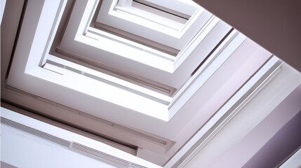 Obraz premium Minimalist white architectural space with clean geometric lines and subtle shadow interplay, real-estate listings.