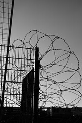 Normandy protected harbor area. Barbed wire protected harbor area at the normandy town of Dunkirk.
