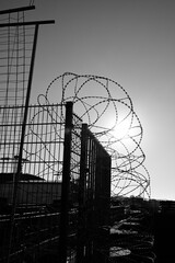 Normandy protected harbor area. Barbed wire protected harbor area at the normandy town of Dunkirk.