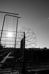 Normandy protected harbor area. Barbed wire protected harbor area at the normandy town of Dunkirk.