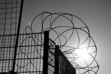 Normandy protected harbor area. Barbed wire protected harbor area at the normandy town of Dunkirk.