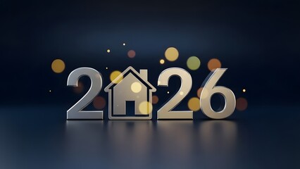 New year 2026 concept design with house icon