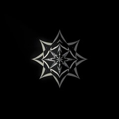 Obraz premium A sharp, geometric white symbol placed on a black background, giving a mysterious, futuristic and emblem-like appearance. 