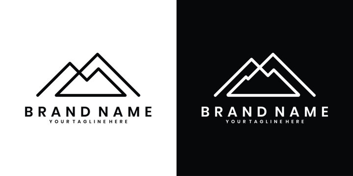 Minimalist mountain peak logo line art style