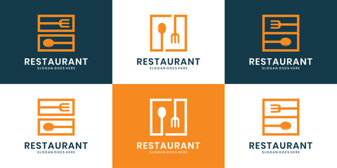 Restaurant logo design with fork and spoon icon
