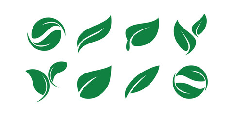 Green leaf eco logo icon for organic branding