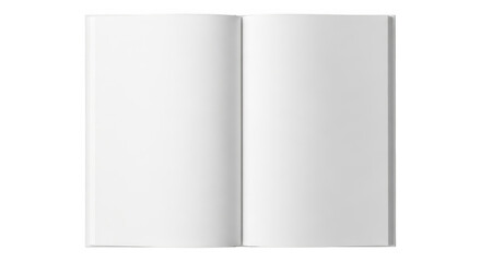 Open blank white paper book spread on transparent background ready for your design presentation