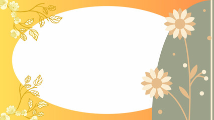 Elegant Floral Frame Design with Stylized Flowers and Delicate Leaf Patterns, Ideal for Invitations, Presentations, or Decorative Backgrounds, Offering a Charming and Gentle Aesthetic