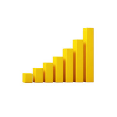 Stack of yellow cubes increasing in size isolated on transparent background