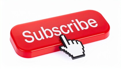 Digital Activation: A bright red Subscribe button is prominently displayed, drawing the eye, with a cursor hovering, ready to initiate interaction and connect with viewers.