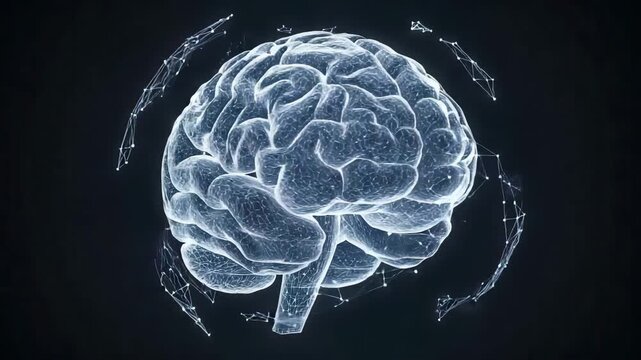 Abstract Human Brain Illustration with Neural Connections Network Technology Concept