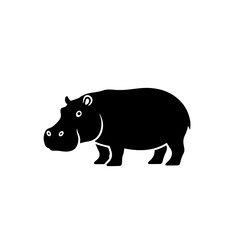 Obraz premium Stylized Black Hippopotamus Silhouette Icon Vector Graphic