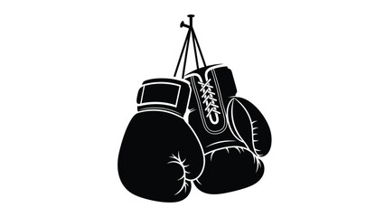 Boxing gloves silhouette hanging on a nail vector illustration