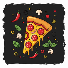 National Pizza Day design template concept. Retro cartoon fast food posters and cards. Social media templates stories posts.