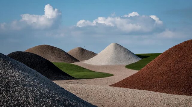 Closeup of textured biobased landfill covers with sunlight enhancing natural tones and ecofriendly green elements