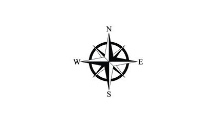 Compass Rose Navigation Wind Rose Silhouette Vector
