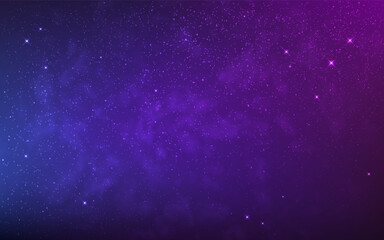 Nebula space background. Color cosmos wallpaper with stars. Color starry universe. Fantasy deep space for banner or brochure. Bright galaxy with constellation. Vector illustration.