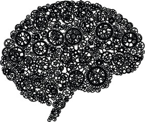 Brain Gears Concept Intelligence Technology Silhouette Vector