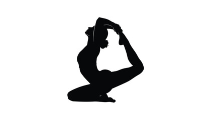 Yoga Pose Kapotasana Silhouette Fitness and Wellness Vector