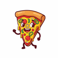 National Pizza Day design template concept. Retro cartoon fast food posters and cards. Social media templates stories posts.