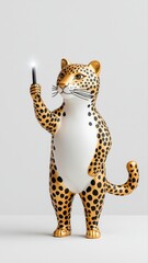 Sleek Leopard Figurine Holding a Light in an Artistic Style for Modern Home Decor