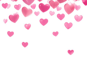 Pink hearts floating, isolated on transparent background