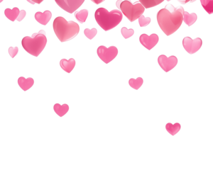 Pink hearts floating, isolated on transparent background