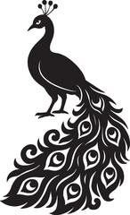Fototapeta premium Peacock silhouette with elegant tail feathers