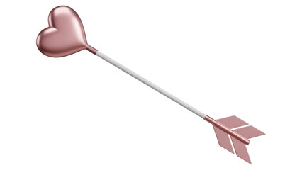 Pink heart shaped arrow isolated on transparent background