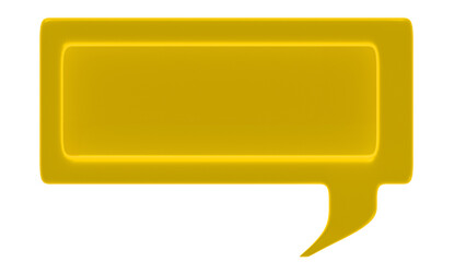 yellow speech cloud rectangle space for text - 3d rendering
