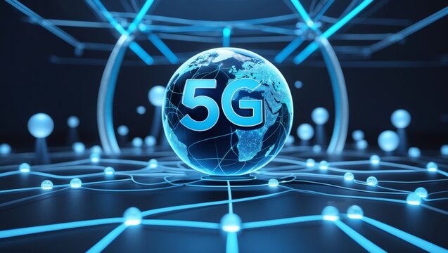 Abstract Blue 5G Network Connectivity Background
