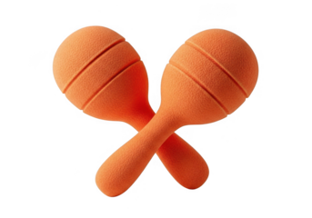 Pair of orange maracas isolated on transparent background