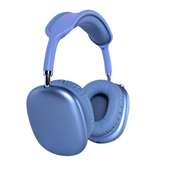 Wireless modern surround headphones in blue and gray on an isolated background