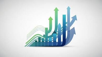 Digital Financial Data Chart with Bars Transforming into Rising Arrows