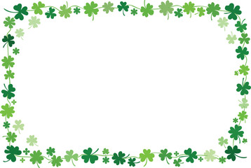 St patricks day green shamrock clover frame border design.