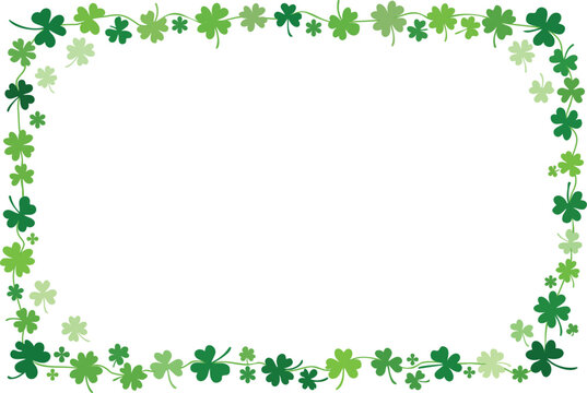 St patricks day green shamrock clover frame border design.