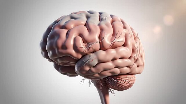 Rotating Model of the Human Brain Showcasing Gyri and Sulci Anatomy