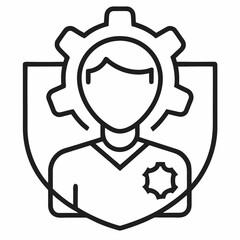 Fototapeta premium Modern security guard icon with gear and shield protection