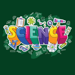 Hand drawn science element doodle badge vector illustration