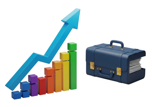 Business growth and success representation isolated on transparent background - Powered by Adobe